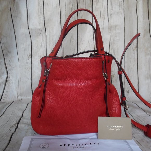 Burberry Medium Red Maidstone Check Calfskin Canvas Tote Crossbody Purse Bag - Picture 13 of 16